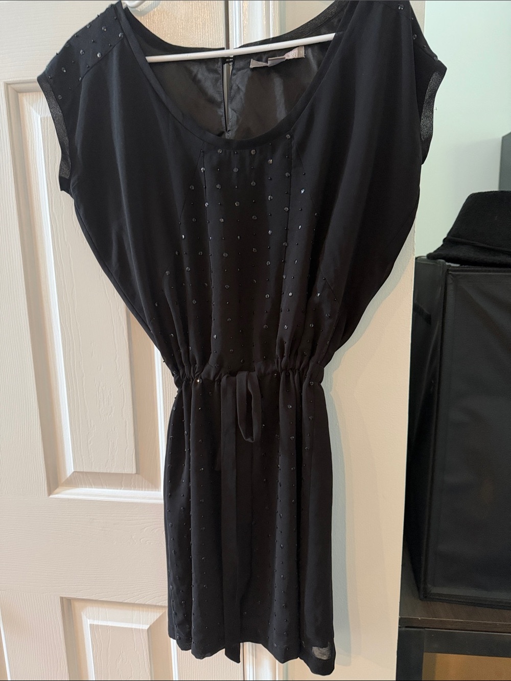 Forever 21 Black Mini Dress with Drawstring and Stud Accents